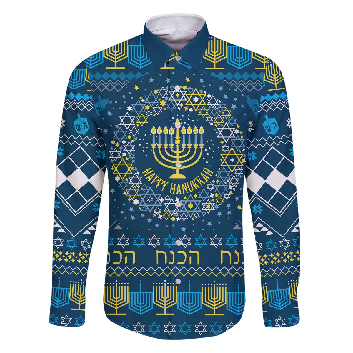 Happy Hanukkah Family Matching Off Shoulder Maxi Dress and Hawaiian Shirt Love and Lights Menorah LT7 - Wonder Print Shop
