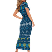 Happy Hanukkah Family Matching Short Sleeve Bodycon Dress and Hawaiian Shirt Love and Lights Menorah - Wonder Print Shop