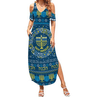 Happy Hanukkah Family Matching Summer Maxi Dress and Hawaiian Shirt Love and Lights Menorah - Wonder Print Shop