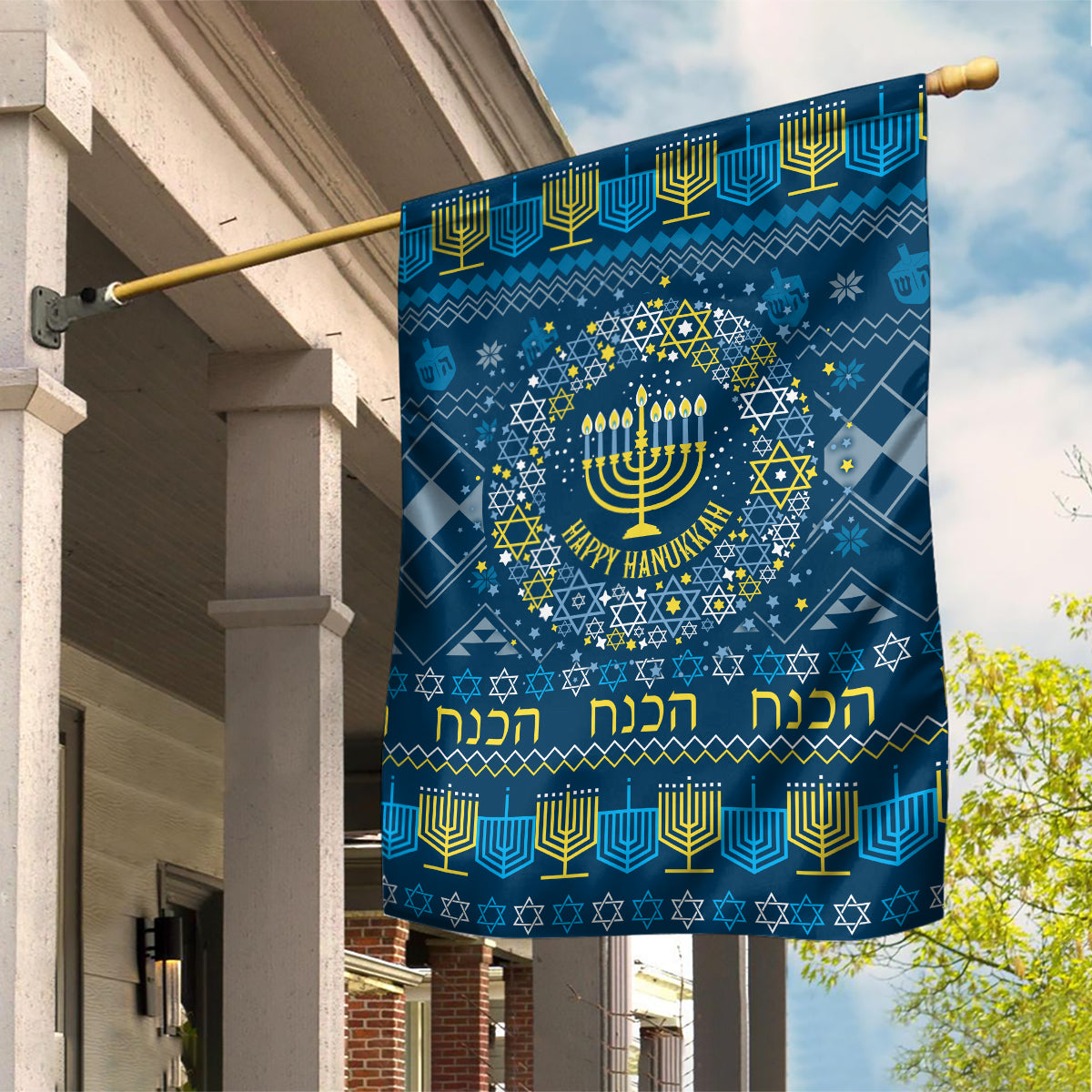 Happy Hanukkah Garden Flag Love and Lights Menorah - Wonder Print Shop