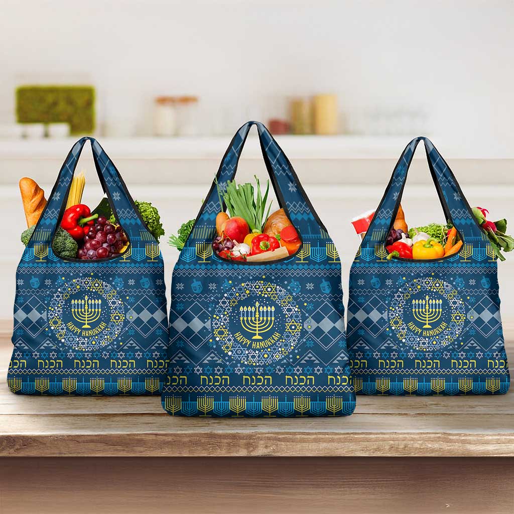Happy Hanukkah Grocery Bag Love and Lights Menorah