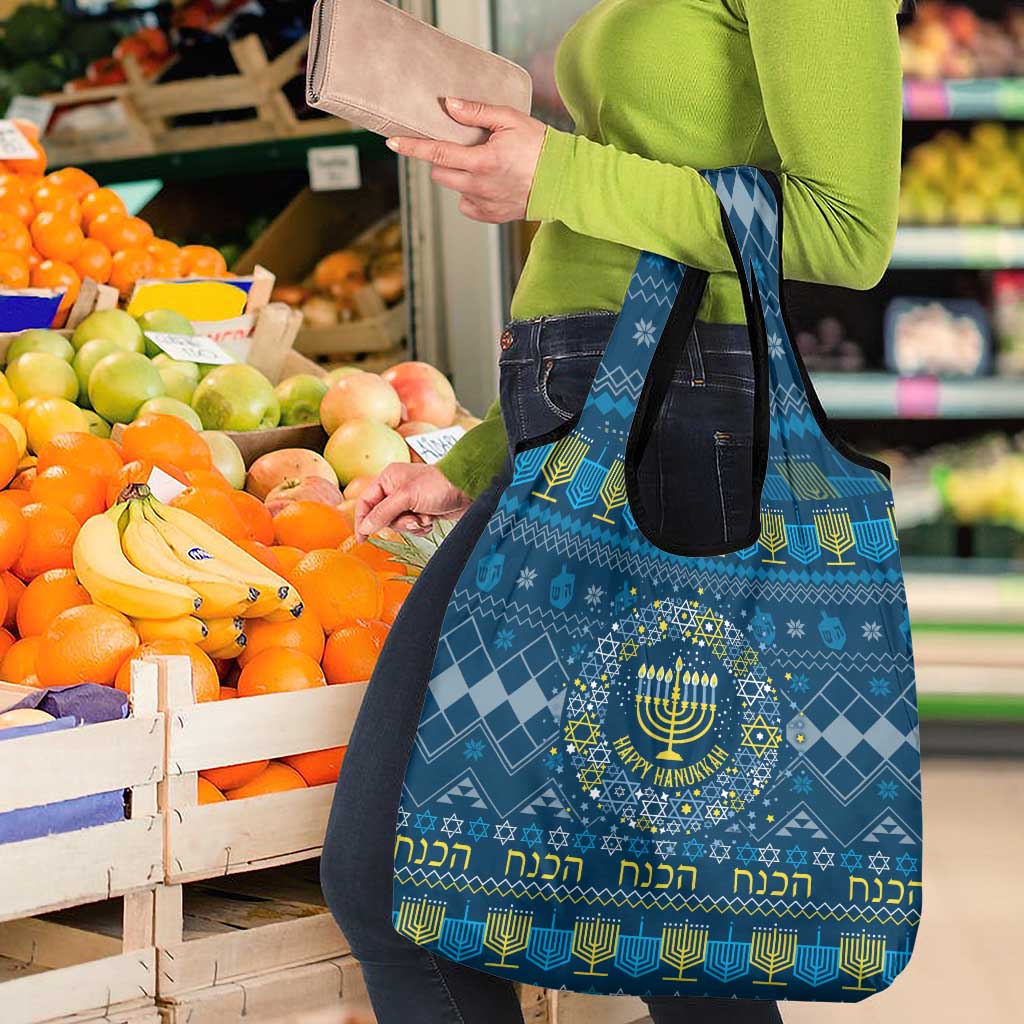 Happy Hanukkah Grocery Bag Love and Lights Menorah