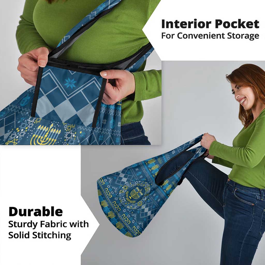 Happy Hanukkah Grocery Bag Love and Lights Menorah