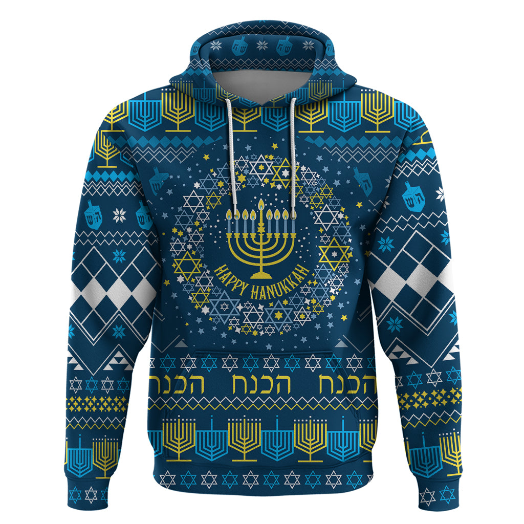 Happy Hanukkah Hoodie Love and Lights Menorah - Wonder Print Shop