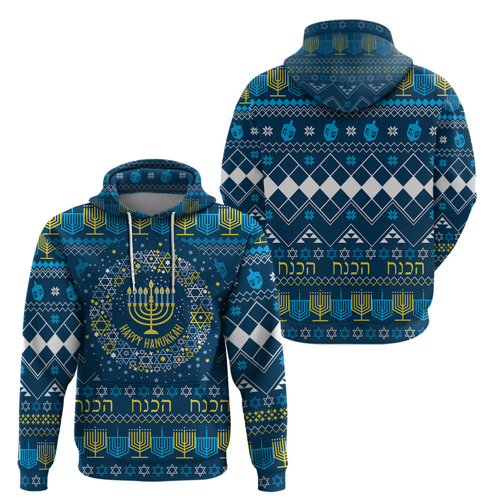 Happy Hanukkah Hoodie Love and Lights Menorah - Wonder Print Shop