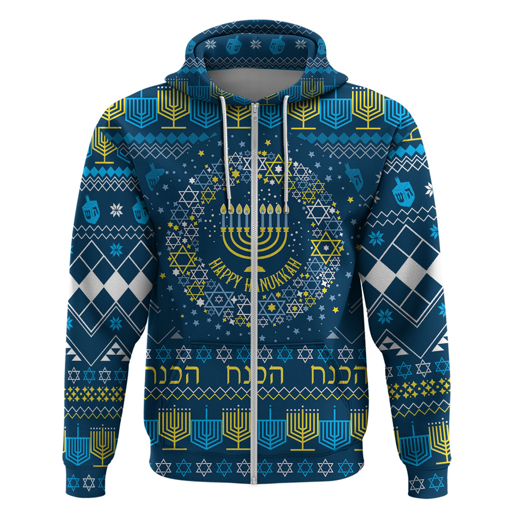 Happy Hanukkah Hoodie Love and Lights Menorah - Wonder Print Shop