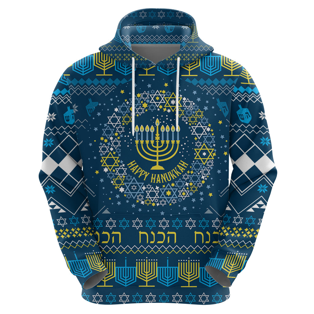 Happy Hanukkah Hoodie Love and Lights Menorah - Wonder Print Shop