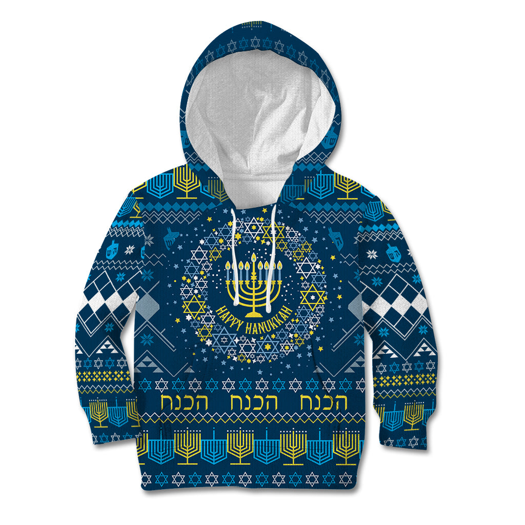 Happy Hanukkah Kid Hoodie Love and Lights Menorah - Wonder Print Shop