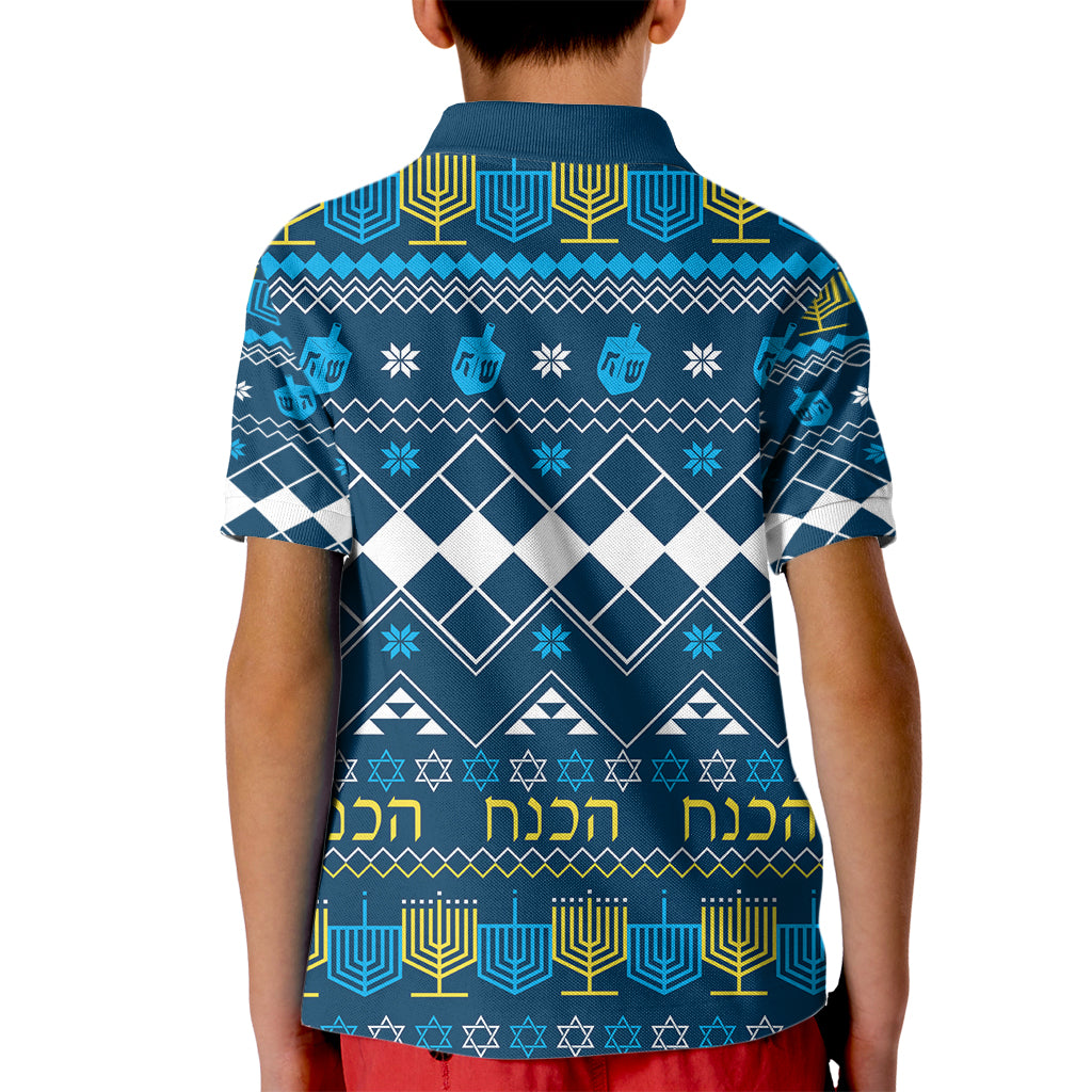 Happy Hanukkah Kid Polo Shirt Love and Lights Menorah - Wonder Print Shop