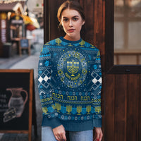 Happy Hanukkah Ugly Christmas Sweater Love and Lights Menorah - Wonder Print Shop
