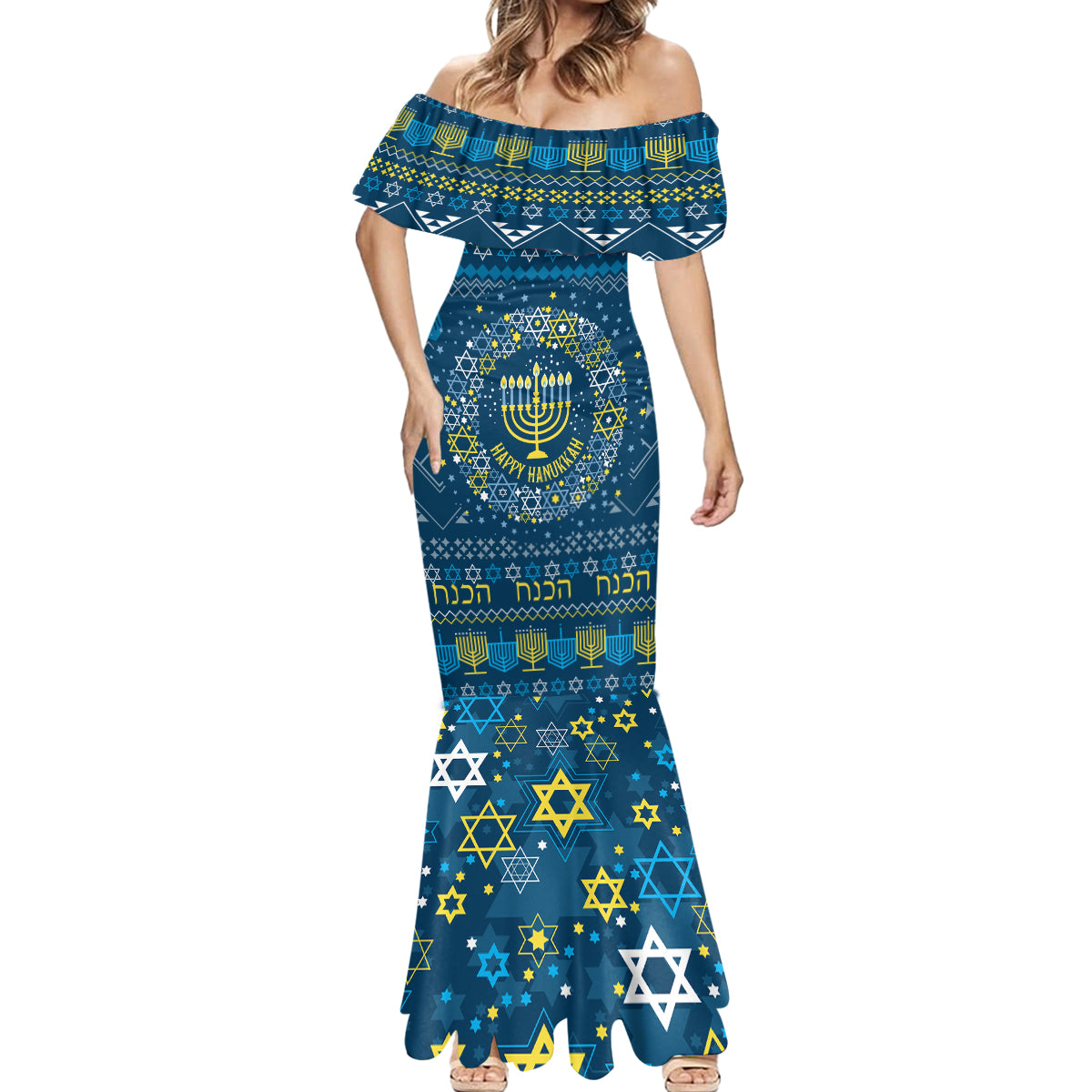 Happy Hanukkah Mermaid Dress Love and Lights Menorah - Wonder Print Shop