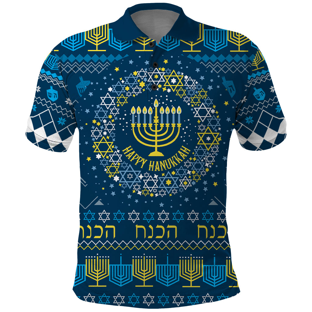Happy Hanukkah Polo Shirt Love and Lights Menorah - Wonder Print Shop