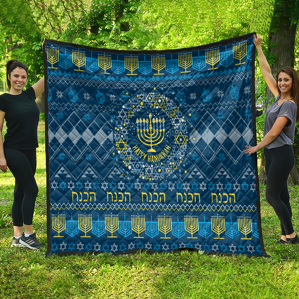 Happy Hanukkah Quilt Love and Lights Menorah - Wonder Print Shop
