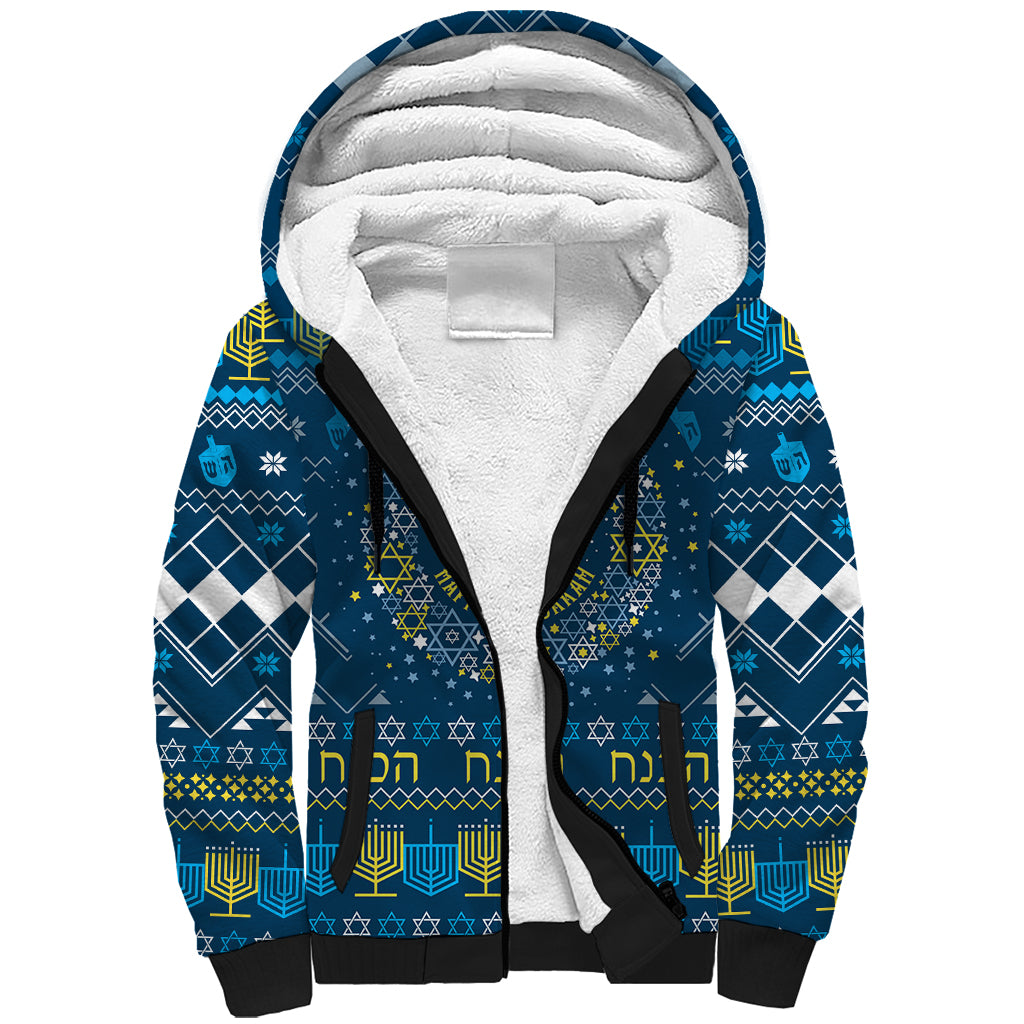 Happy Hanukkah Sherpa Hoodie Love and Lights Menorah - Wonder Print Shop