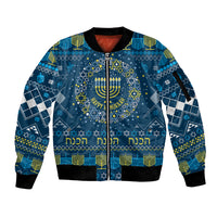 Happy Hanukkah Sleeve Zip Bomber Jacket Love and Lights Menorah - Wonder Print Shop