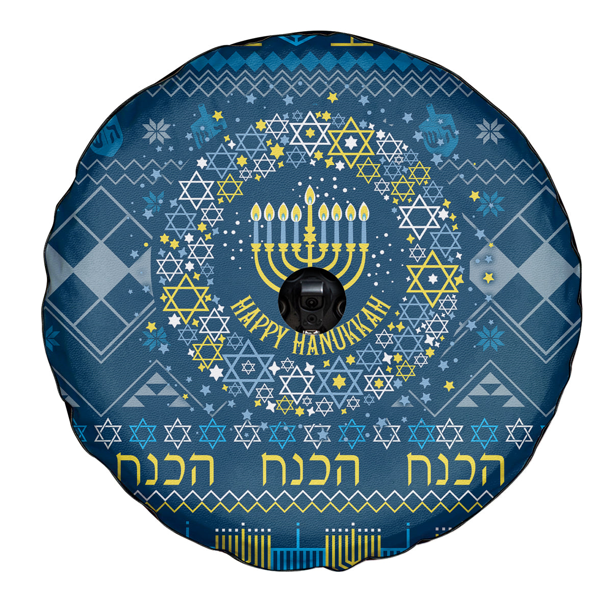 Happy Hanukkah Spare Tire Cover Love and Lights Menorah - Wonder Print Shop