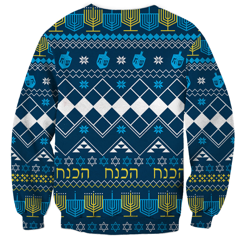 Happy Hanukkah Sweatshirt Love and Lights Menorah - Wonder Print Shop
