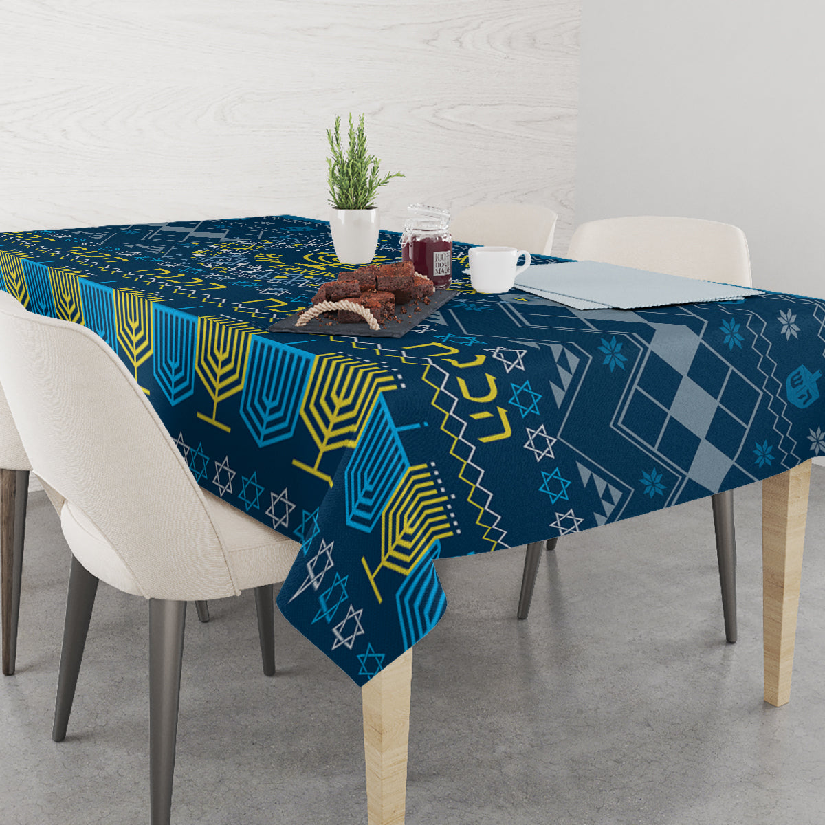 Happy Hanukkah Tablecloth Love and Lights Menorah - Wonder Print Shop