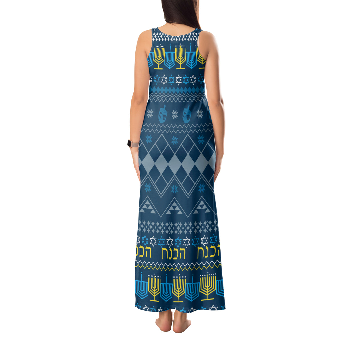 Happy Hanukkah Tank Maxi Dress Love and Lights Menorah - Wonder Print Shop