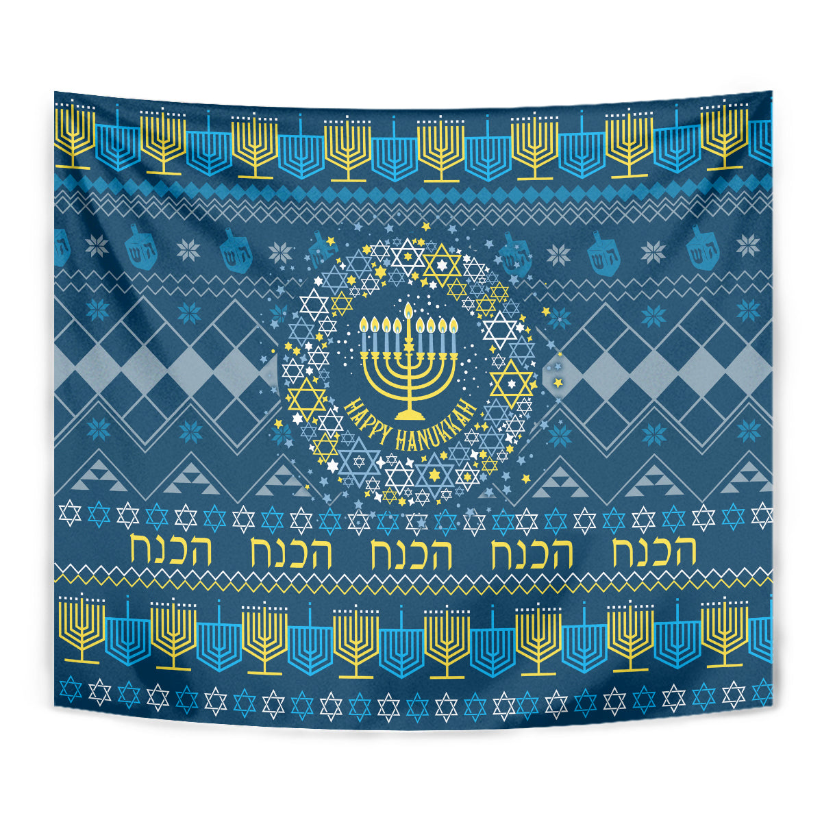 Happy Hanukkah Tapestry Love and Lights Menorah - Wonder Print Shop