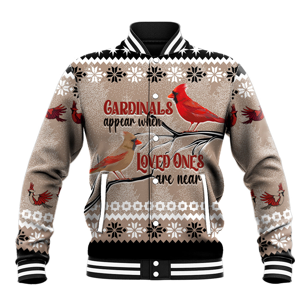 Christmas Cardinal Birds Baseball Jacket Cardinals Appear When Loved Ones Are Near LT7 - Wonder Print Shop