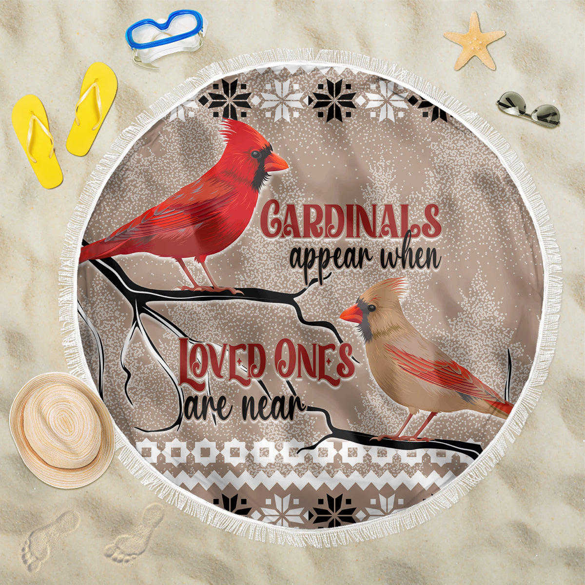 Christmas Cardinal Birds Beach Blanket Cardinals Appear When Loved Ones Are Near LT7 - Wonder Print Shop