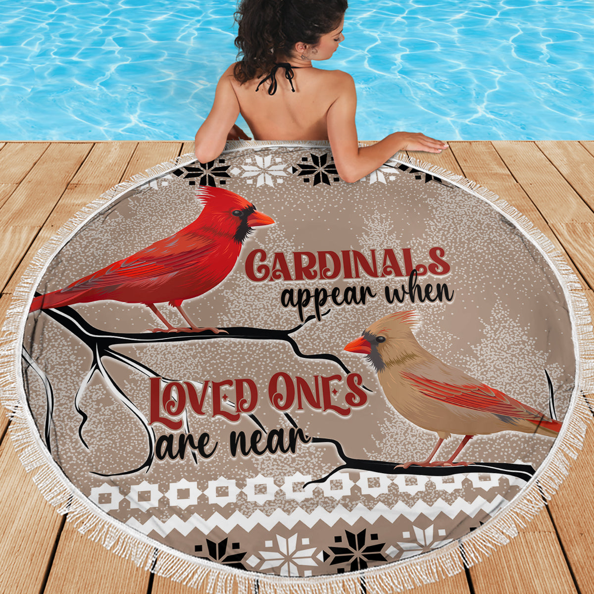 Christmas Cardinal Birds Beach Blanket Cardinals Appear When Loved Ones Are Near LT7 - Wonder Print Shop