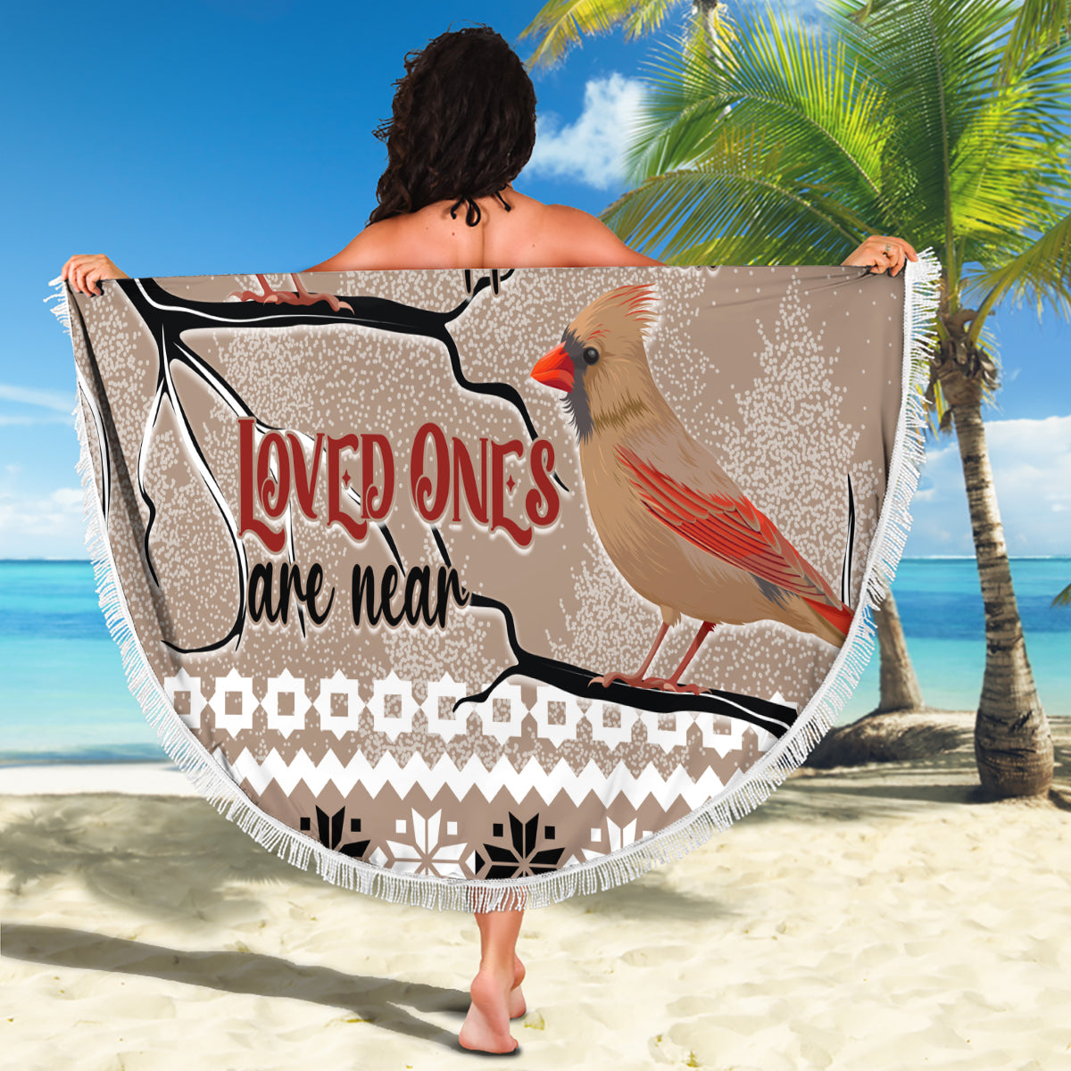 Christmas Cardinal Birds Beach Blanket Cardinals Appear When Loved Ones Are Near LT7 - Wonder Print Shop