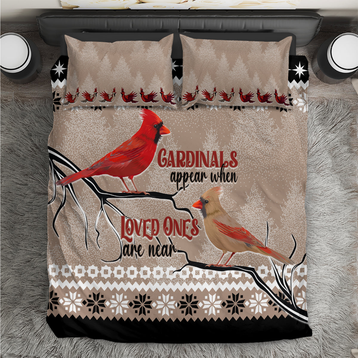 Christmas Cardinal Birds Bedding Set Cardinals Appear When Loved Ones Are Near LT7 - Wonder Print Shop