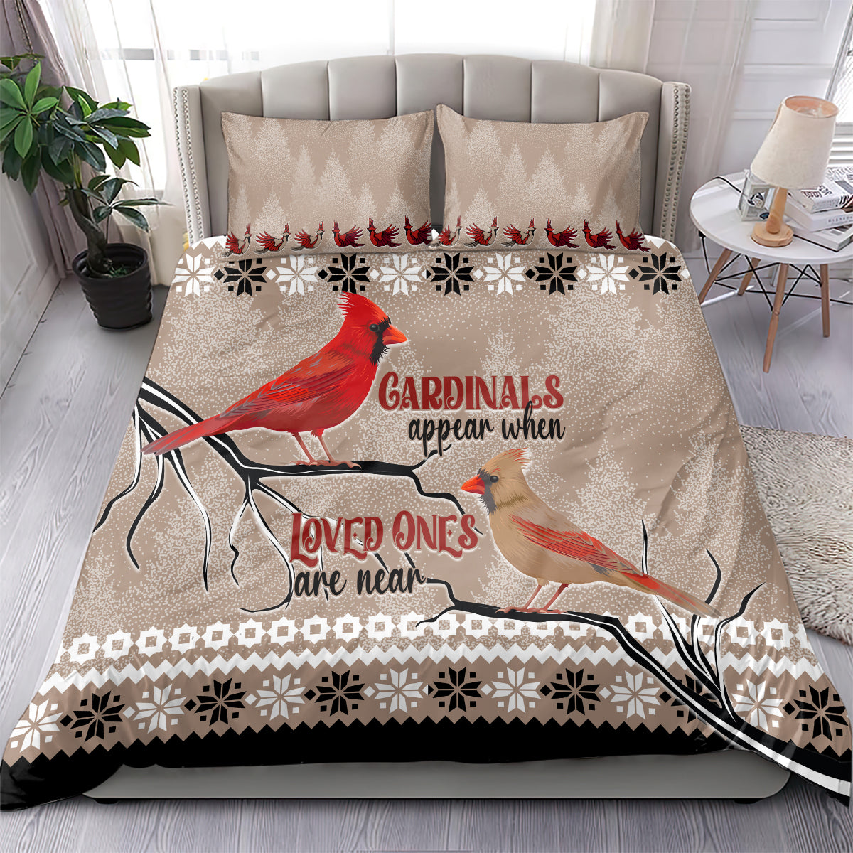 Christmas Cardinal Birds Bedding Set Cardinals Appear When Loved Ones Are Near LT7 - Wonder Print Shop