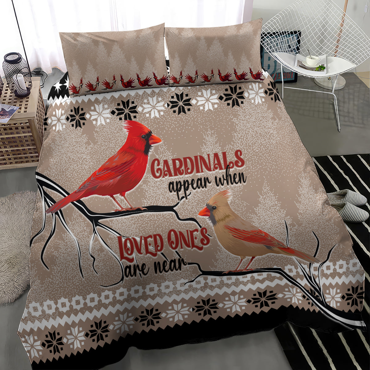 Christmas Cardinal Birds Bedding Set Cardinals Appear When Loved Ones Are Near LT7 - Wonder Print Shop