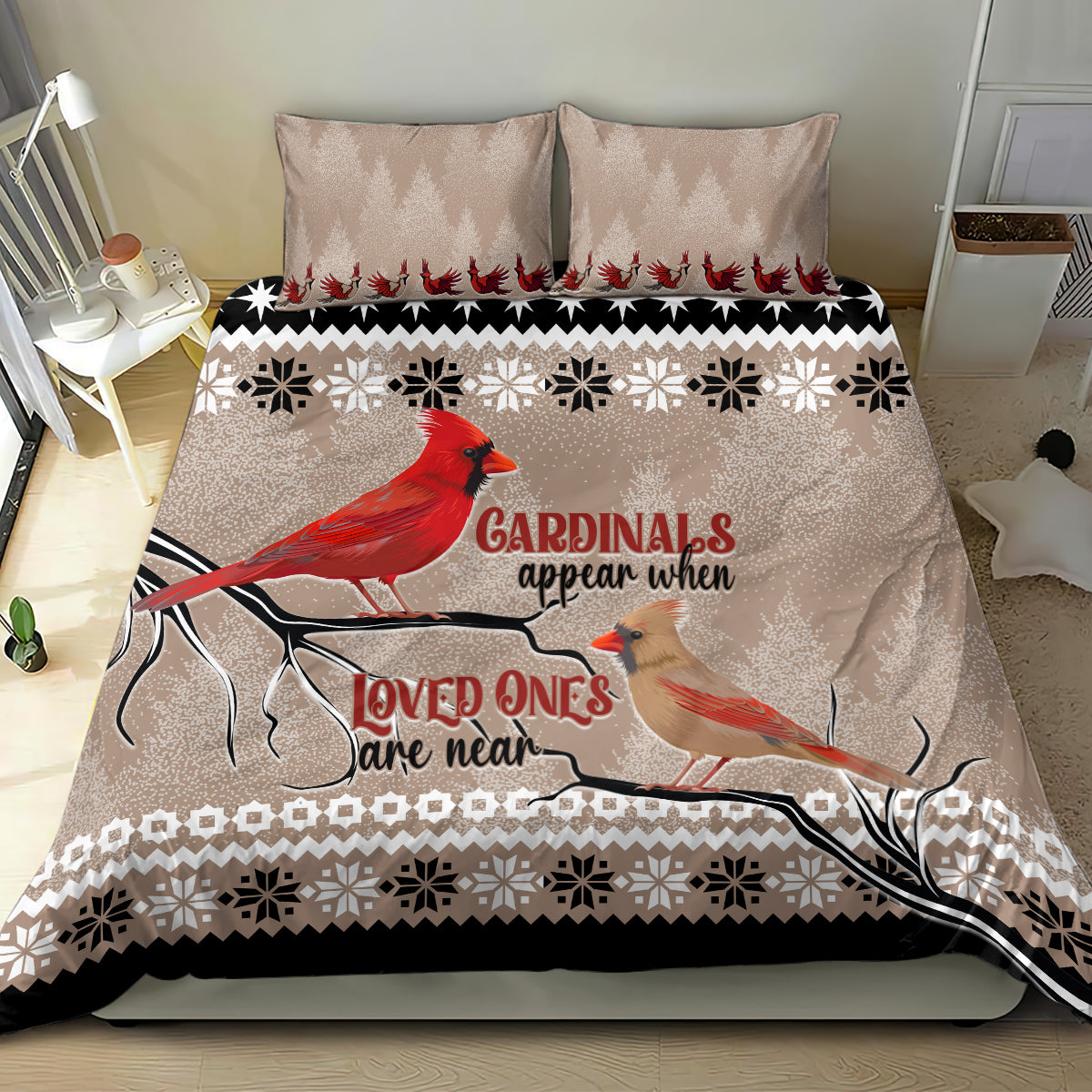 Christmas Cardinal Birds Bedding Set Cardinals Appear When Loved Ones Are Near LT7 - Wonder Print Shop