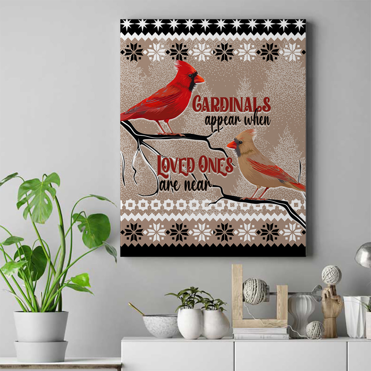 Christmas Cardinal Birds Canvas Wall Art Cardinals Appear When Loved Ones Are Near LT7 - Wonder Print Shop