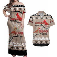 Christmas Cardinal Birds Couples Matching Off Shoulder Maxi Dress and Hawaiian Shirt Cardinals Appear When Loved Ones Are Near LT7 - Wonder Print Shop