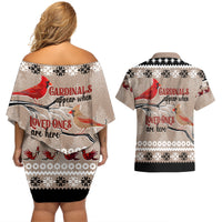 Christmas Cardinal Birds Couples Matching Off Shoulder Short Dress and Hawaiian Shirt Cardinals Appear When Loved Ones Are Near LT7 - Wonder Print Shop