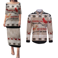 Christmas Cardinal Birds Couples Matching Puletasi Dress and Long Sleeve Button Shirt Cardinals Appear When Loved Ones Are Near LT7 - Wonder Print Shop