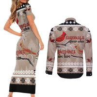 Christmas Cardinal Birds Couples Matching Short Sleeve Bodycon Dress and Long Sleeve Button Shirt Cardinals Appear When Loved Ones Are Near LT7 - Wonder Print Shop