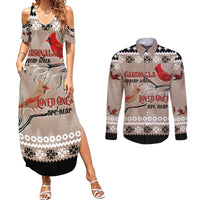 Christmas Cardinal Birds Couples Matching Summer Maxi Dress and Long Sleeve Button Shirt Cardinals Appear When Loved Ones Are Near LT7 - Wonder Print Shop