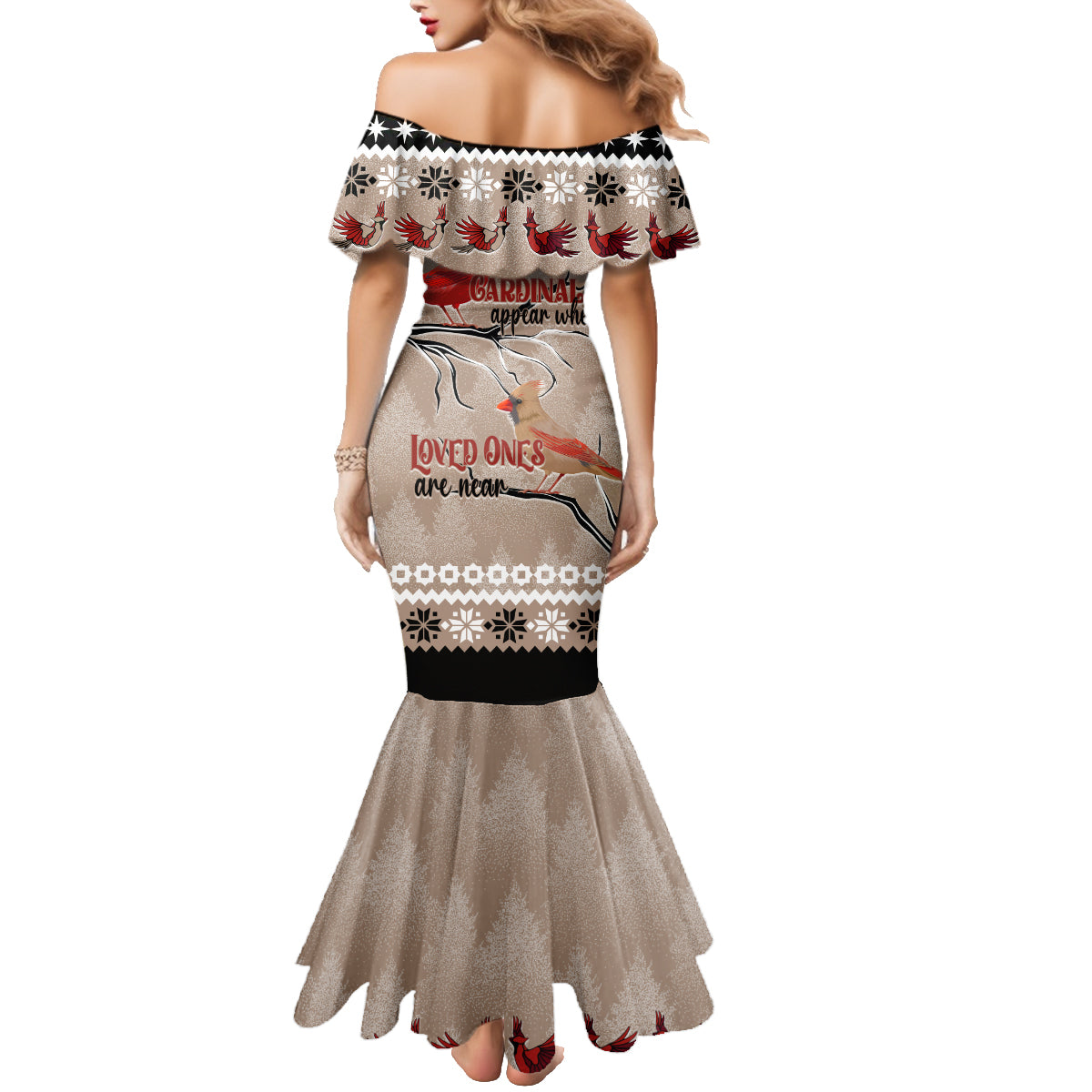 Christmas Cardinal Birds Family Matching Mermaid Dress and Hawaiian Shirt Cardinals Appear When Loved Ones Are Near LT7 - Wonder Print Shop