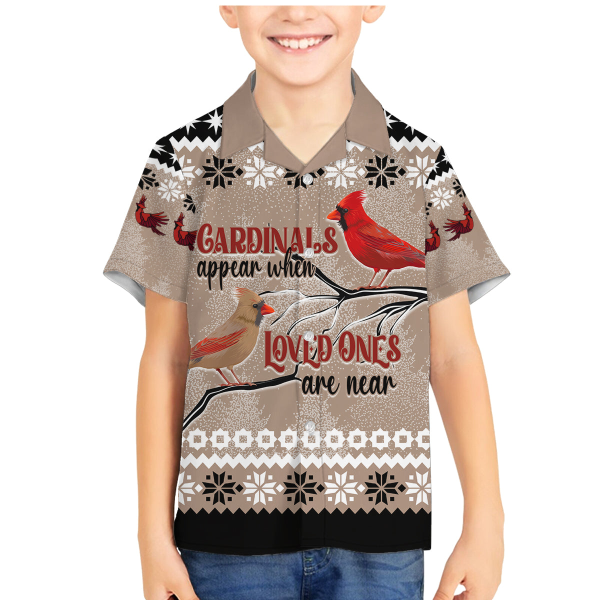 Christmas Cardinal Birds Family Matching Mermaid Dress and Hawaiian Shirt Cardinals Appear When Loved Ones Are Near LT7 - Wonder Print Shop