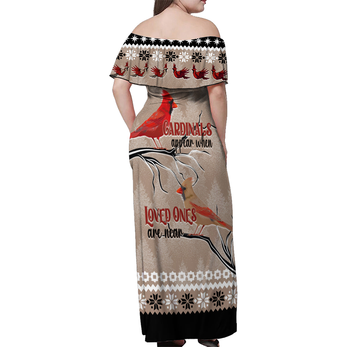 Christmas Cardinal Birds Family Matching Off Shoulder Maxi Dress and Hawaiian Shirt Cardinals Appear When Loved Ones Are Near LT7 - Wonder Print Shop