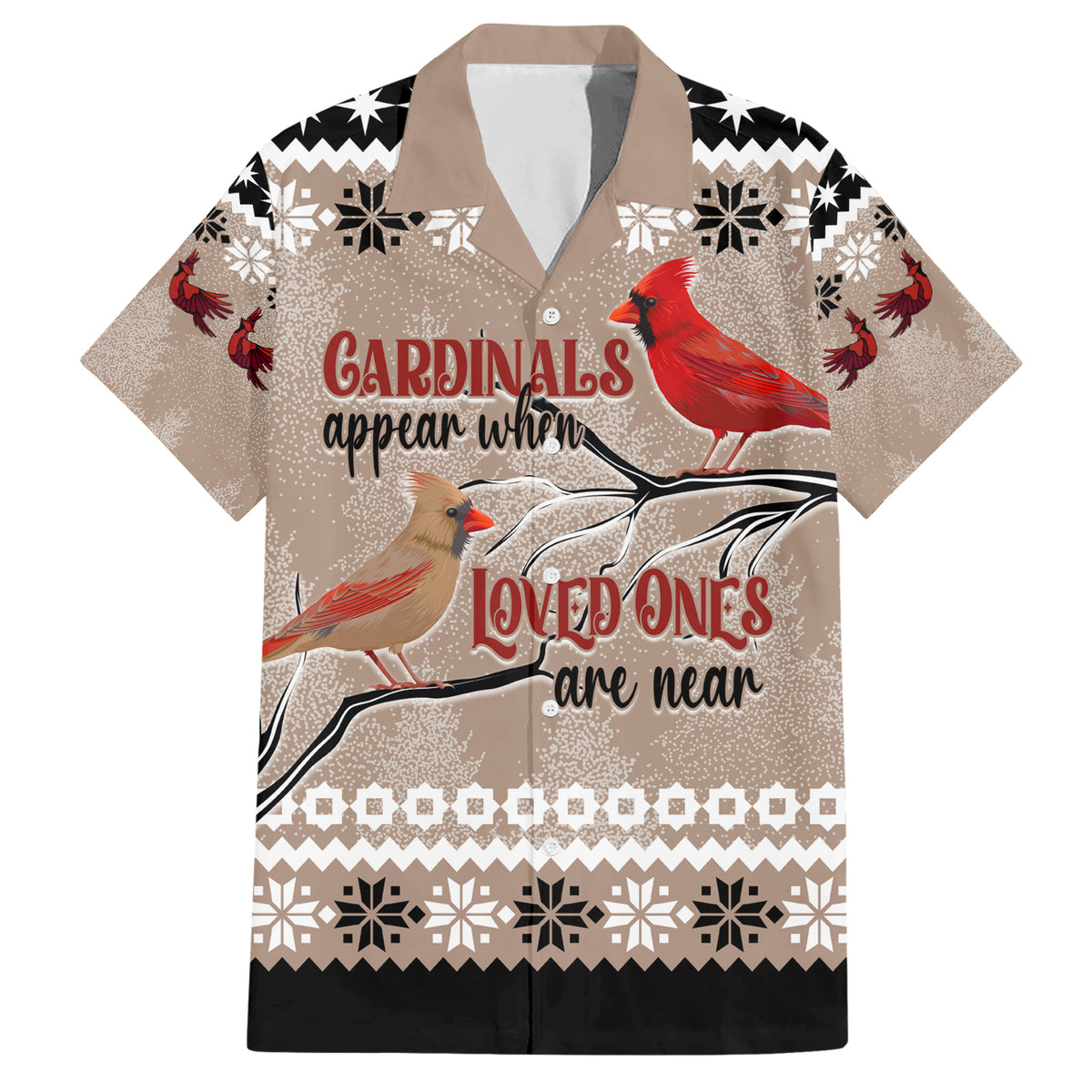 Christmas Cardinal Birds Family Matching Short Sleeve Bodycon Dress and Hawaiian Shirt Cardinals Appear When Loved Ones Are Near - Wonder Print Shop