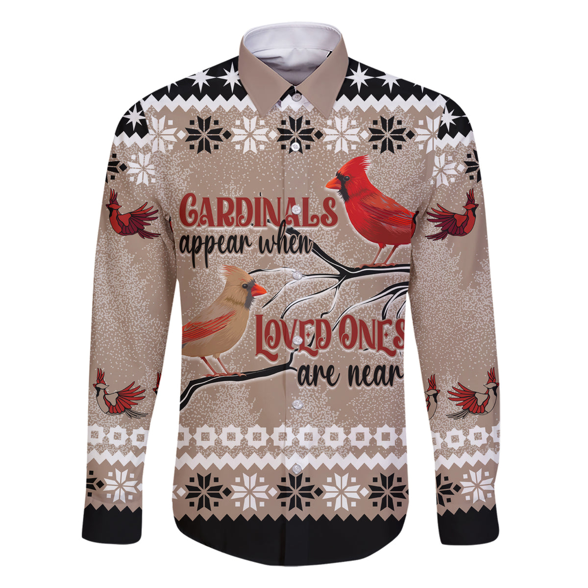 Christmas Cardinal Birds Family Matching Short Sleeve Bodycon Dress and Hawaiian Shirt Cardinals Appear When Loved Ones Are Near - Wonder Print Shop