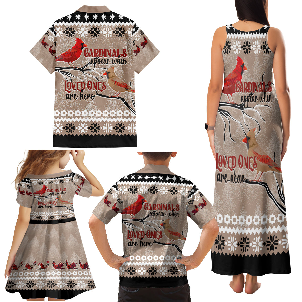 Christmas Cardinal Birds Family Matching Tank Maxi Dress and Hawaiian Shirt Cardinals Appear When Loved Ones Are Near - Wonder Print Shop
