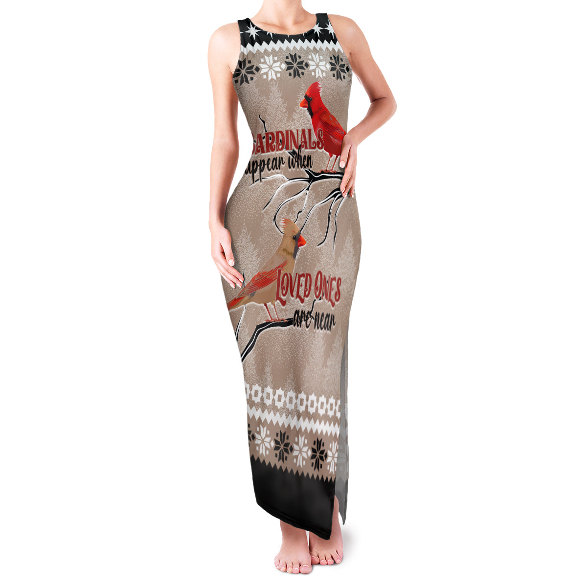 Christmas Cardinal Birds Family Matching Tank Maxi Dress and Hawaiian Shirt Cardinals Appear When Loved Ones Are Near - Wonder Print Shop