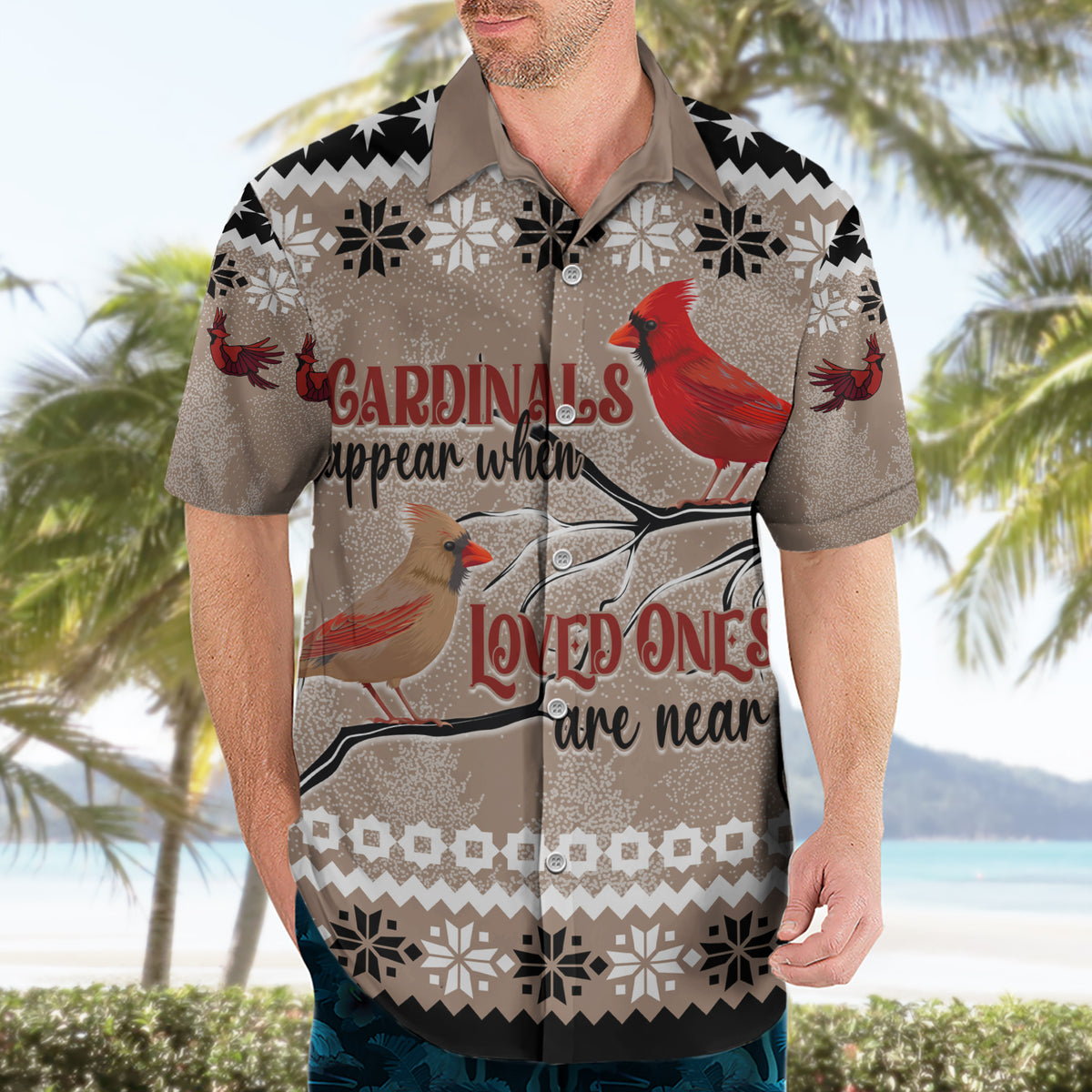 Christmas Cardinal Birds Hawaiian Shirt Cardinals Appear When Loved Ones Are Near - Wonder Print Shop