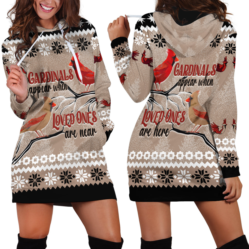 Christmas Cardinal Birds Hoodie Dress Cardinals Appear When Loved Ones Are Near - Wonder Print Shop
