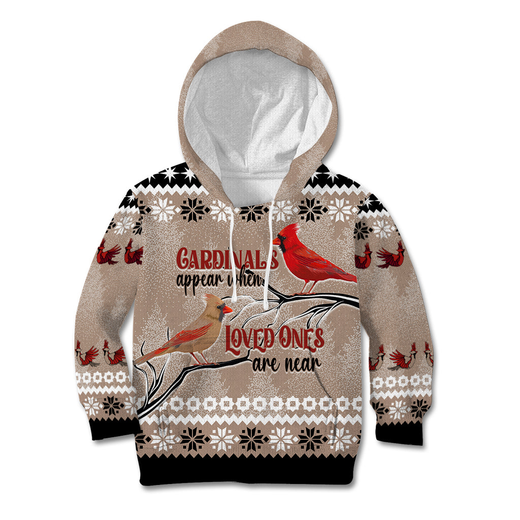 Christmas Cardinal Birds Kid Hoodie Cardinals Appear When Loved Ones Are Near - Wonder Print Shop