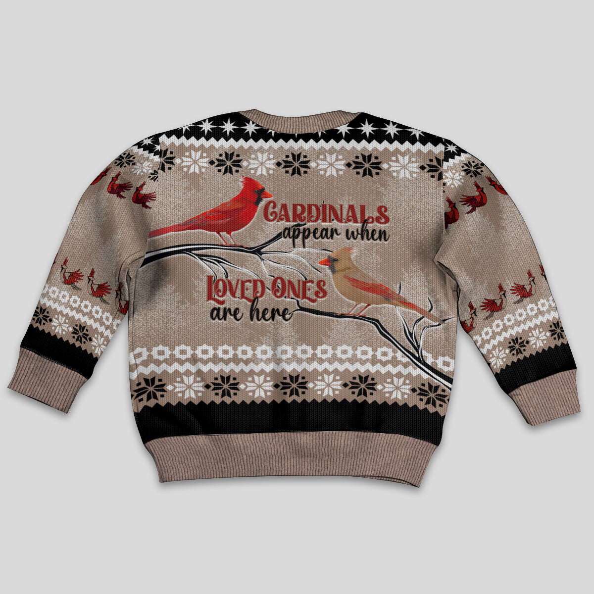 Christmas Cardinal Birds Kid Ugly Christmas Sweater Cardinals Appear When Loved Ones Are Near - Wonder Print Shop