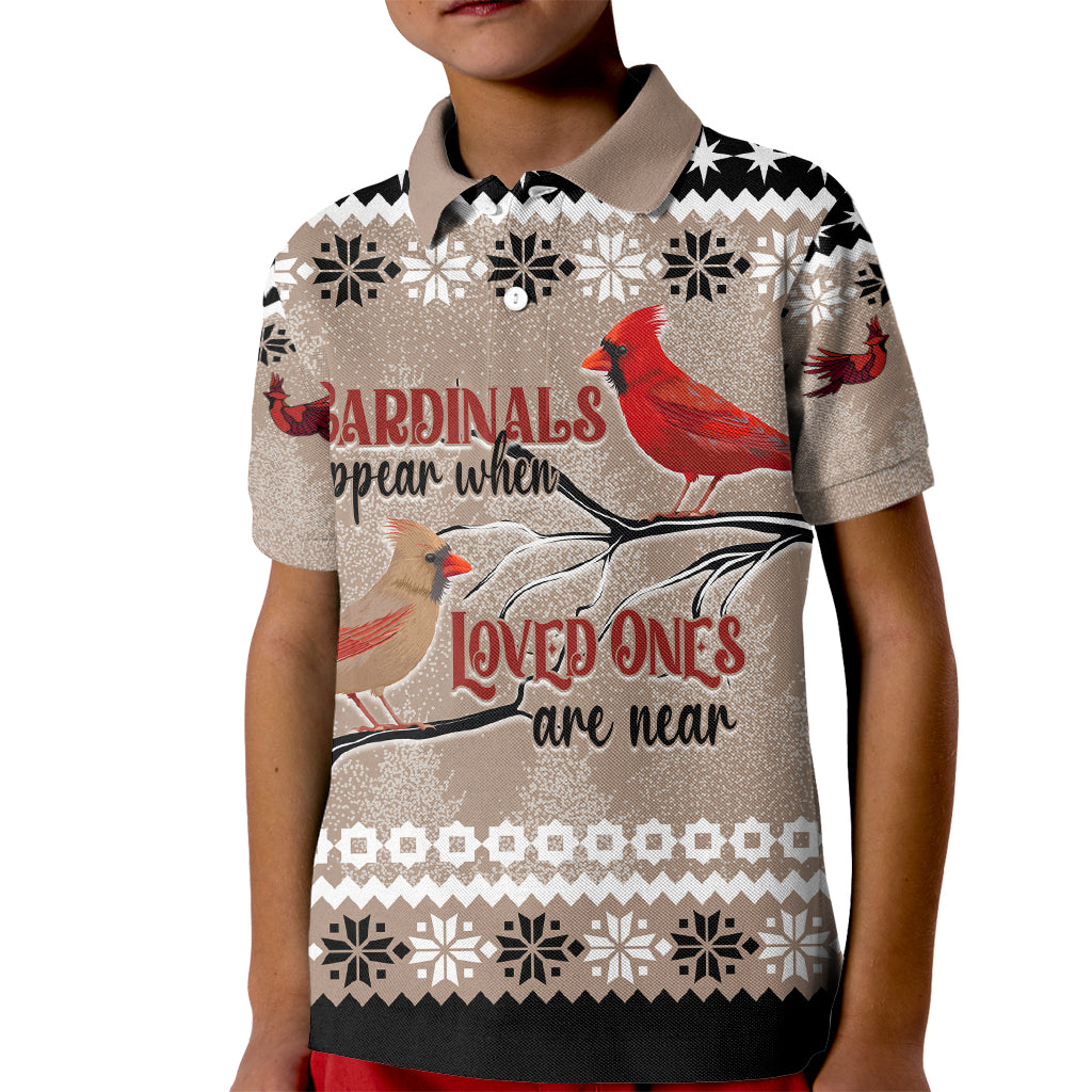 Christmas Cardinal Birds Kid Polo Shirt Cardinals Appear When Loved Ones Are Near - Wonder Print Shop